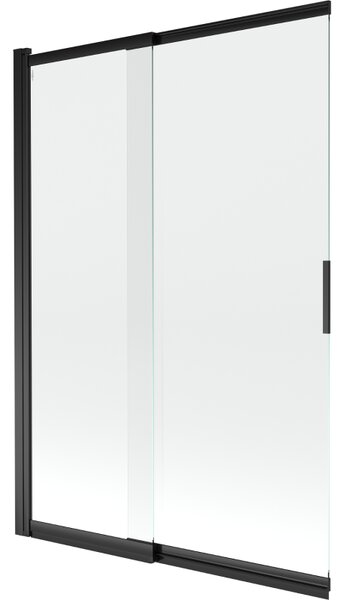Mexen Fox parawan nawannowy 2-skrzydłowy przesuwny 120 x 150 cm, transparent, czarny - 891-120-002-70-00