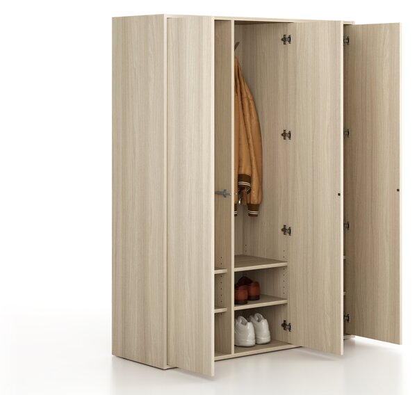 Szafka FRAME, 3 przedziały, 1299 x 450 x 1735 mm, PUSH-lock, dąb naturalny