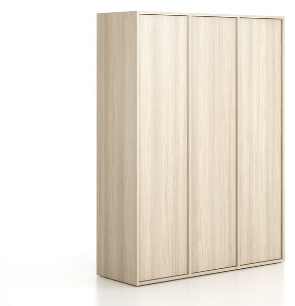 Szafka biurowa FRAME, 3x drzwi, 1299 x 450 x 1735 mm, PUSH-lock, dąb naturalny
