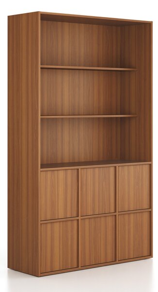 Szafka biurowa FRAME, 6x drzwi, 2x półka, 1299 x 450 x 2162 mm, PUSH-lock, orzech