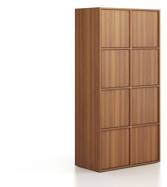 Szafka biurowa FRAME, 8x drzwi, 872 x 450 x 1735 mm, PUSH-lock, orzech