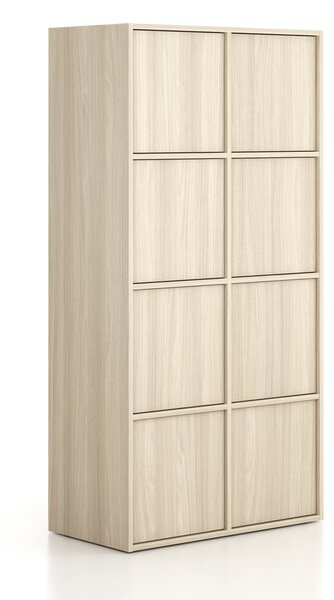 Szafka biurowa FRAME, 8x drzwi, 872 x 450 x 1735 mm, PUSH-lock, dąb naturalny