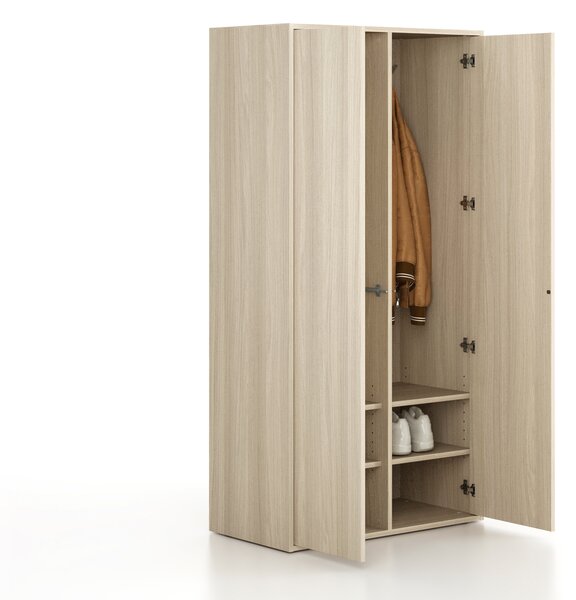 Szafka FRAME, 2 przedziały, 872 x 450 x 1735 mm, PUSH-lock, dąb naturalny