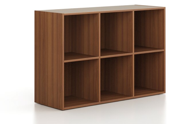 Regał FRAME, niski, 3 kolumny, 881 x 1299 x 450 mm, orzech