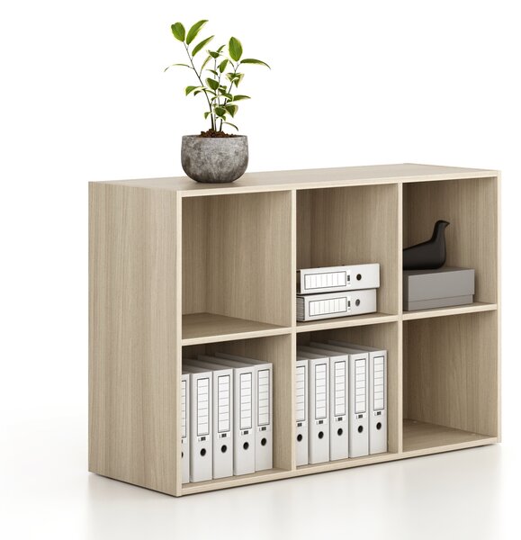 Regał FRAME, niski, 3 kolumny, 881 x 1299 x 450 mm, dąb naturalny