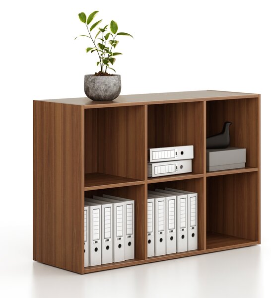 Regał FRAME, niski, 3 kolumny, 881 x 1299 x 450 mm, orzech