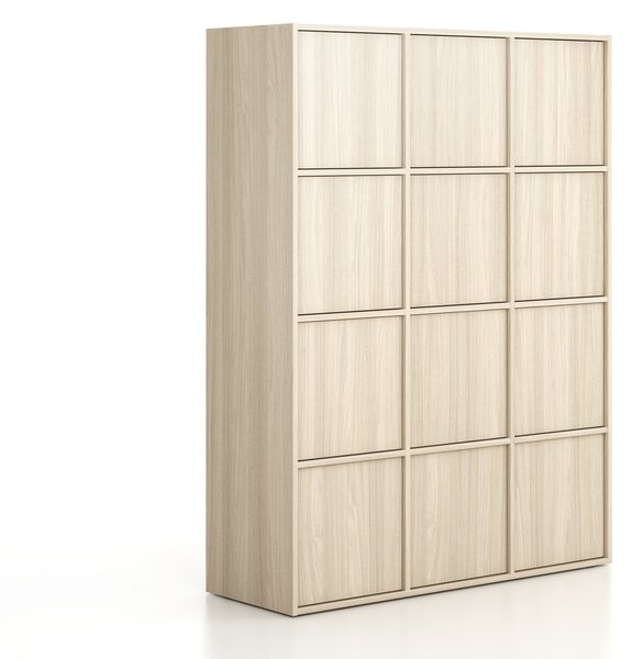 Szafa biurowa FRAME, 12x drzwi, 1299 x 450 x 1735 mm, PUSH-lock, dąb naturalny