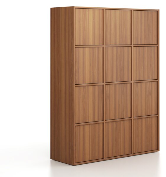 Szafa biurowa FRAME, 12x drzwi, 1299 x 450 x 1735 mm, PUSH-lock, orzech