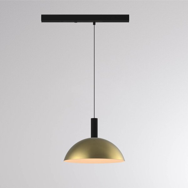 Molto Luce Lampa wisząca na szynie LED LORA II, mosiężna, Ø 24 cm, 40°, CCT, 3-fazowa II, mosiężny / złoty, salon / jadalnia, metal, nowoczesny