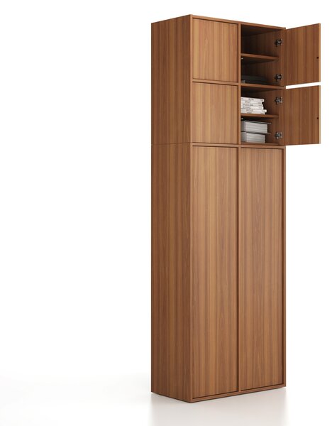 Nadstawka do szaf FRAME, 4x drzwi, 872 x 450 x 854 mm, PUSH-lock, orzech