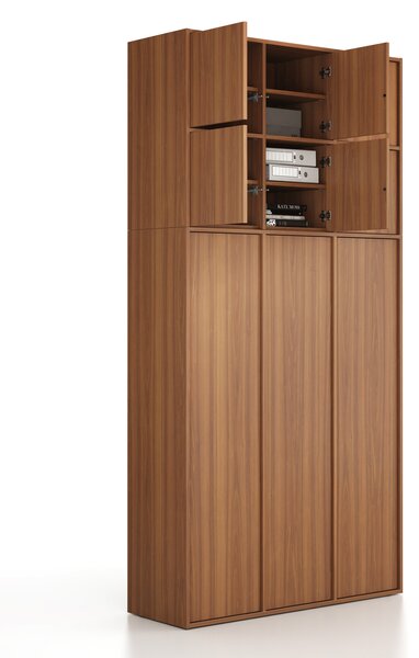 Nadstawka do szaf FRAME, 6x drzwi, 1299 x 450 x 854 mm, PUSH-lock, orzech