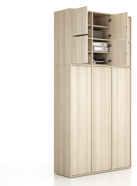 Nadstawka do szaf FRAME, 6x drzwi, 1299 x 450 x 854 mm, PUSH-lock, dąb naturalny