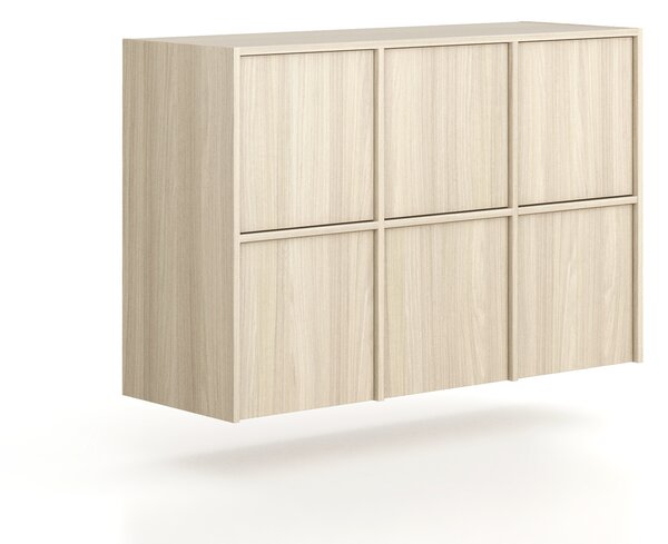 Nadstawka do szaf FRAME, 6x drzwi, 1299 x 450 x 854 mm, PUSH-lock, dąb naturalny