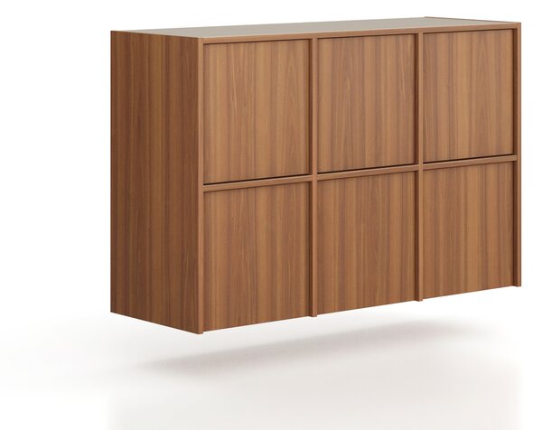 Nadstawka do szaf FRAME, 6x drzwi, 1299 x 450 x 854 mm, PUSH-lock, orzech