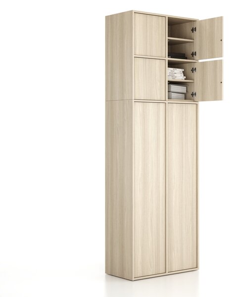 Nadstawka do szaf FRAME, 4x drzwi, 872 x 450 x 854 mm, PUSH-lock, dąb naturalny