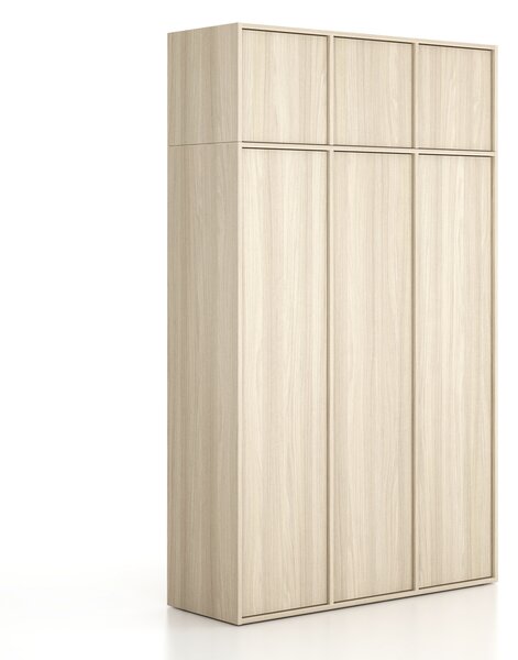 Nadstawka do szaf FRAME, 3x drzwi, 1299 x 450 x 427 mm, PUSH-lock, dąb naturalny
