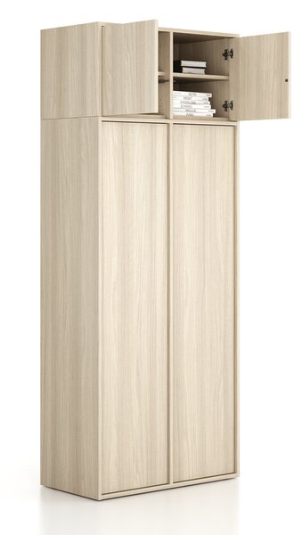 Nadstawka do szaf FRAME, 2x drzwi, 872 x 450 x 427 mm, PUSH-lock, dąb naturalny