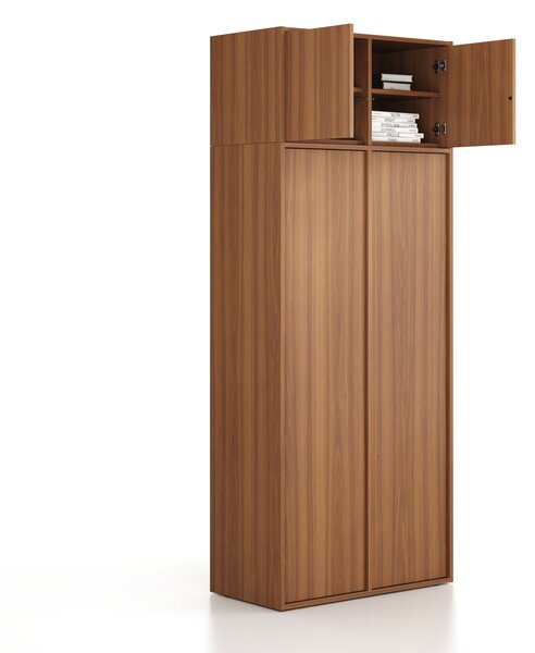 Nadstawka do szaf FRAME, 2x drzwi, 872 x 450 x 427 mm, PUSH-lock, orzech