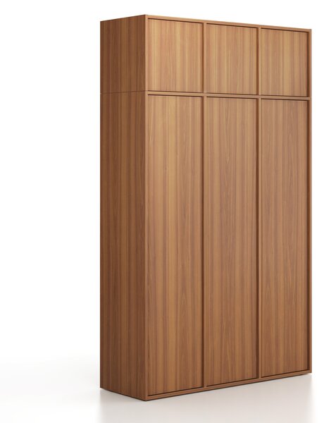Nadstawka do szaf FRAME, 3x drzwi, 1299 x 450 x 427 mm, PUSH-lock, orzech