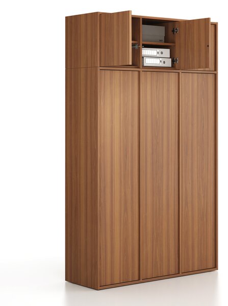 Nadstawka do szaf FRAME, 3x drzwi, 1299 x 450 x 427 mm, PUSH-lock, orzech