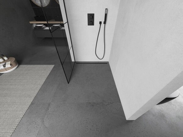 Mexen Kioto ścianka prysznicowa Walk-in 80 x 200 cm, czarna kratka 8 mm, czarna - 800-080-101-70-77
