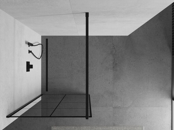 Mexen Kioto ścianka prysznicowa Walk-in 80 x 200 cm, czarna kratka 8 mm, czarna - 800-080-101-70-77