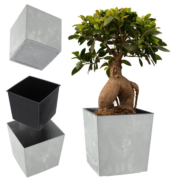 Doniczka z wkładem Tres 19cm szary beton