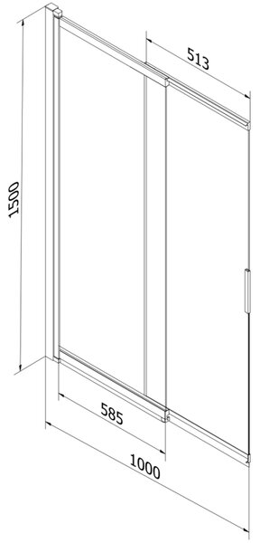 Mexen Fox parawan nawannowy 2-skrzydłowy przesuwny 100 x 150 cm, transparent, złoty - 891-100-002-50-00