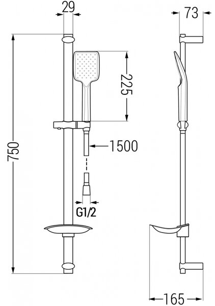 Mexen Axel DB62 zestaw wannowy, czarny - 73803DB62-70