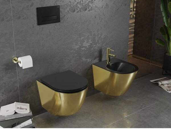 Mexen Lena bidet wiszący, czarny mat/złoty - 35224876