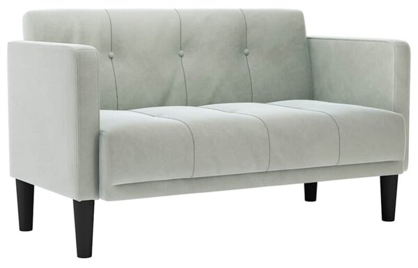 Sofa dwuosobowa jasnoszara 111 cm aksamit
