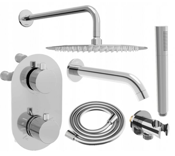 Mexen Kai DR70 zestaw wannowo-prysznicowy podtynkowy z deszczownicą 25 cm, chrom - 77602DR70251-00