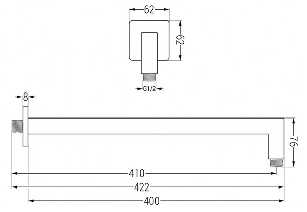 Mexen ramię prysznicowe ścienne 40 cm chrom - 79114-00