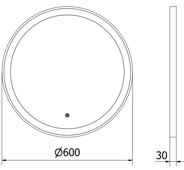 Mexen Esso lustro łazienkowe podświetlane, okragłe 60 cm, LED 6000K, antypara, rama czarna - 9825-060-060-611-70