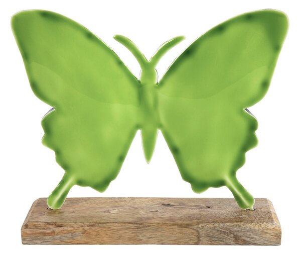 Dekoracja metalowa MOTYL 20 cm w kolorze zielonym