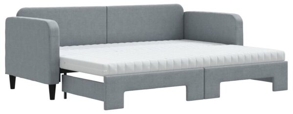 Sofa rozsuwana z materacami, jasnoszara, 80x200 cm, tkanina