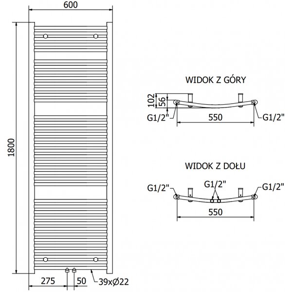 Mexen Ares grzejnik elektryczny 1800 x 600 mm, 900 W, antracyt - W102-1800-600-2900-66