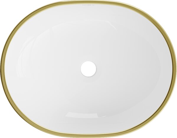 Mexen Viki umywalka nablatowa 48 x 35 cm, biała/złota rant - 21054805
