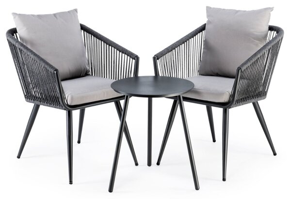 Zestaw mebli ogrodowych, balkonowych krzesła + stolik aluminium/sznurek