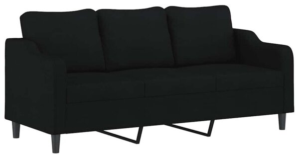 Sofa 3-osobowa, czarna, 180 cm, tapicerowana tkaninÄ