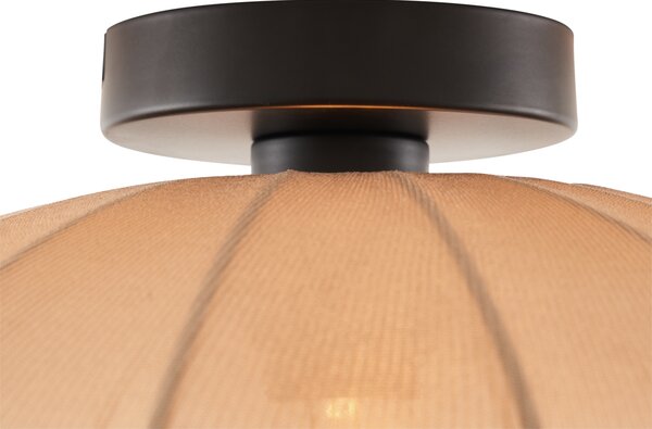 Lampa sufitowa w stylu japandi, brązowa, z abażurem z tkaniny - Bida