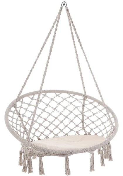 Wiszące krzesło BOHO z poduszkami, Ø61cm, beżowa Jurhan
