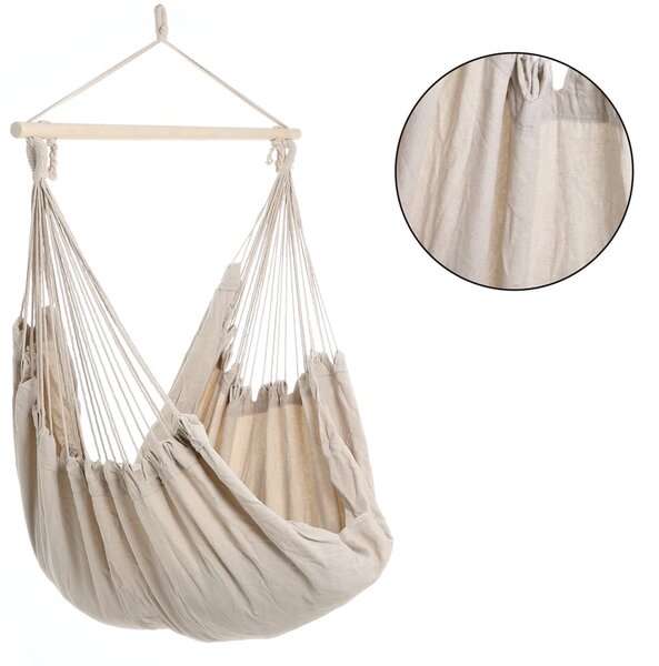 Wiszące krzesło BOHO z poduszkami, Ø61cm, beżowa Jurhan