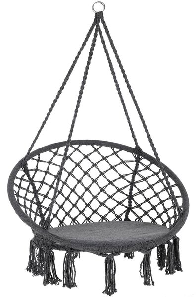 Wiszące krzesło BOHO z poduszkami, Ø61cm, antracytowa Jurhan