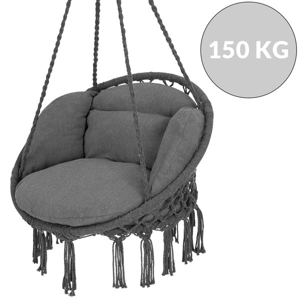 Wiszące krzesło BOHO z poduszkami, Ø61cm, antracytowa Jurhan