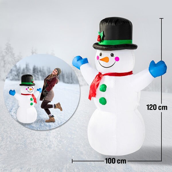 Nadmuchiwany bałwan z oświetleniem, 120cm, biała Monzana