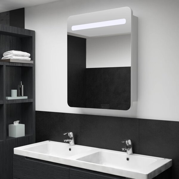 Szafka łazienkowa z lustrem i LED, 60 x 11 x 80 cm