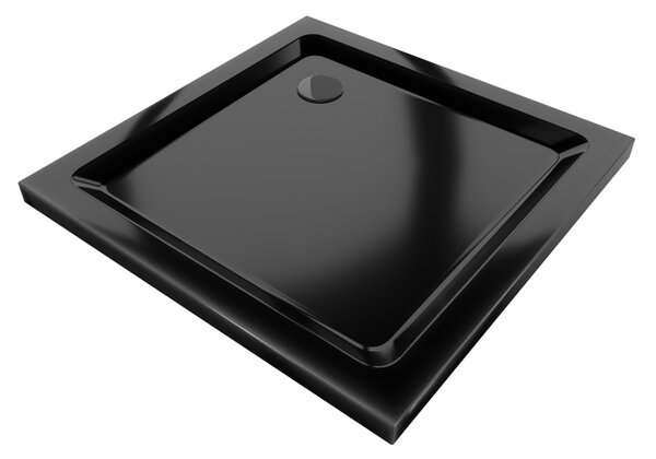 Mexen Flat brodzik kwadratowy slim 70 x 70 cm, czarny, syfon czarny - 40707070B