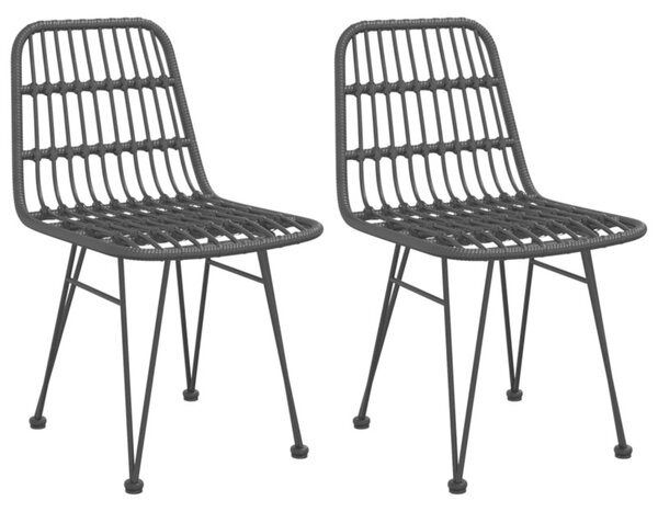 Krzesła ogrodowe, 2 szt., czarne, 48x62x84 cm, rattan pe