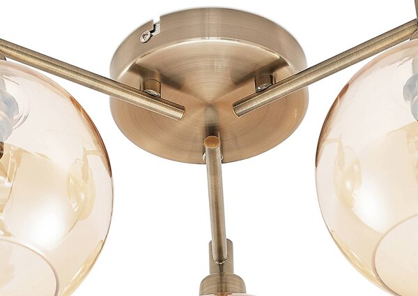 Lampa sufitowa Jemissa Lindby, możliwość ściemniania, mosiężny / złoty, salon / jadalnia, metal, nowoczesny